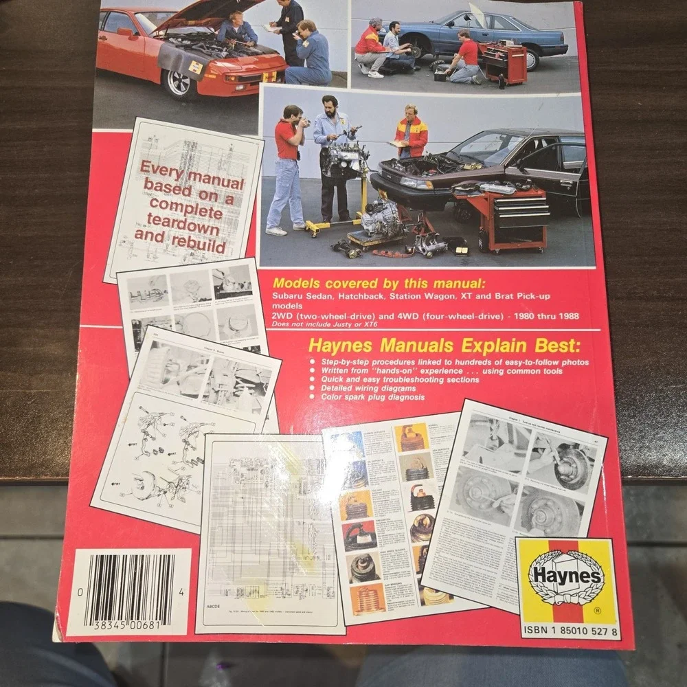 Subaru 1600 & 1800 1980-1989 Haynes Auto Repair Manual PB Red Book